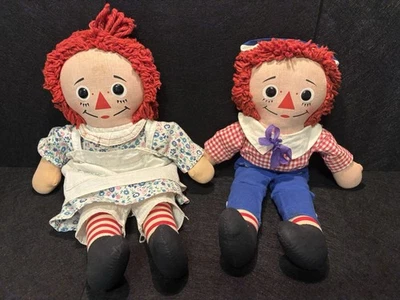Vintage Raggedy Ann & Andy Puppen "I Love You" 15" Knickerbocker Toy Co 1960er *WIE BESEHEN* - Bild 1 von 4