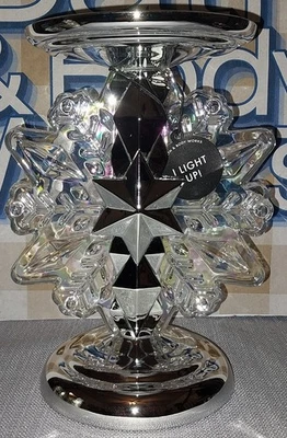 Bath & Body Works Snowflake Light Up Pedestal 3-Wick Candle Holder LED Figure - Image 1 of 4