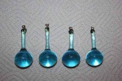 4 pampilles gouttes bleu lustre lampe applique - Photo 1/2