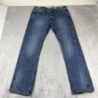 Pantalones de mezclilla retro Wrangler para hombre talla 34x34 azul ajustados rectos vaquero occidental Foto 1 de 4
