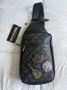 TRUE RELIGION KEDUS CROSSBODY X-BODY BAG SLING BAG BLACK UNISEX NEW AUTHENTIC - Picture 1 of 5