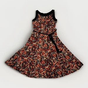 Perceptions New York Kleid XL schwarz orange rot Paisley Design ärmellos - Bild 1 von 12