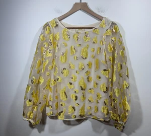 Blusa Top Mujer Maeve by Anthropologie Semi Transparente Metálica Dorada Talla 4 - Imagen 1 de 7