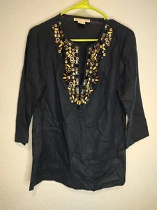 Michael Michael Kors Women's Linen Top Embellished Size Medium - Picture 1 of 5