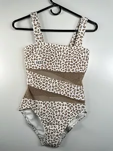 BNWT Carmen Marc Valvo Swimwear Cheetah Print Bathing Suit 1 Pc White Size 6 - Picture 1 of 11