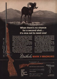 1970 Weatherby Mark V Magnums: No Chance for Second Shot Vintage Print Ad - Picture 1 of 1