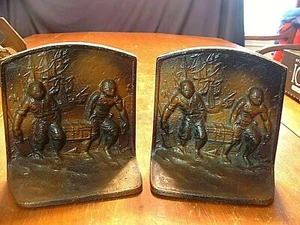Pair of Antique Cast Iron Pirate Bookends With Original Paint - Picture 1 of 3