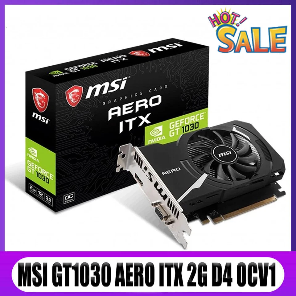 Original MSI NVIDIA GeForce GT 1030 AERO ITX 2G OC 2GB GDDR5 PCI-E Graphics Card - Image 1 of 4