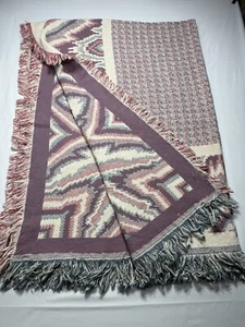 B8 motivo tessuto nativi americani rosa chiaro blu colori pastello 50” x 72” - Foto 1 di 2