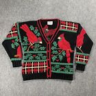 VINTAGE Traditional Trading Co Knit Cardigan Sweater L Bird Cardinal Christmas