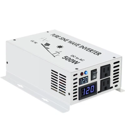 Pure Sine Wave Inverter 500W Power Converter 12V Car DC AC Truck RV Motor Camp - Image 1 of 4
