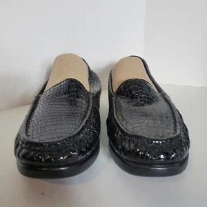 SAS Black Crocodile Embossed Leather Loafers Slip-On Comfort Shoes Size 8 - Picture 1 of 9