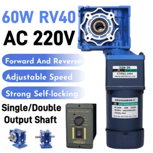 0.1-5RPM AC 220V 60W Gearbox Reduction Motor CW/CCW Two Stage Worm Gear Reducer - Picture 1 of 17
