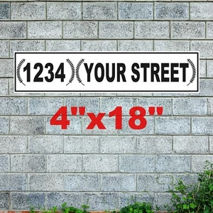 Personalized Home Address Sign Aluminum 4"x18" Custom House Street Plaque White - Picture 1 of 1