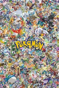 Pokemon Collage Poster | Framed Art | All Characters | Pikachu | NEW | USA - Picture 1 of 4