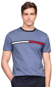 Tommy Hilfiger Men's Regular Fit Flag Embroidered Crew Neck T-Shirt, BankBlue, S - Picture 1 of 5