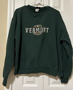 Vintage Vermont Hunter Green Pullover Sweatshirt Herren Medium Hanes Beefy T - Bild 1 von 7
