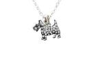 Scottish Terrier Scottie Dog Breed Clear Crystal Silver Necklace Jewelry Gift
