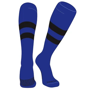 PEAR SOX Striped OTC Baseball, Softball, Football Socks (D) Royal, Black - Picture 1 of 3