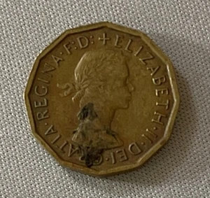 Moneda de 3 peniques Thrupenny de la reina Isabel II 1964 Gran Bretaña del Reino Unido (64 g) - Imagen 1 de 2