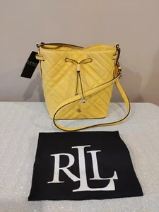 NWT Lauren Ralph Lauren Mini Debby II Plaid Quilted Leather Beach Yellow $195 - Picture 1 of 9