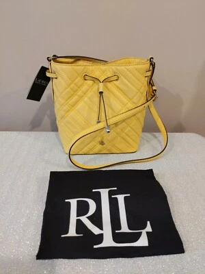 NWT Lauren Ralph Lauren Mini Debby II Plaid Quilted Leather Beach Yellow $195 - Image 1 of 4