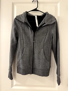 Lululemon Plush Lined Scuba Full Zip Hoodie Jacket Size 2 Heathered Gray - Picture 1 of 5