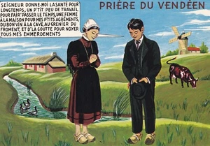 Carte postale 10x15cm postcard Scènes et Types de Vendée humour dessin prière 2 - Imagen 1 de 1