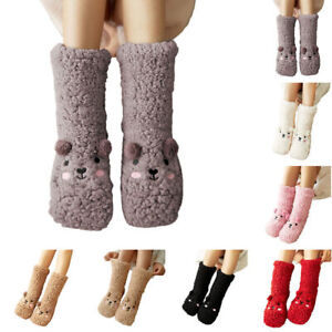Women Ladies Cute Soft Fluffy Bed Socks Winter Warm Lounge Slipper Fleece Socks