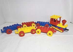 Vtg Lego DUPLO Train Car Vehicle Chassis Yellow Blue Red Replacement Parts 8 Pcs - Picture 1 of 9