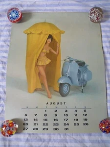 Original Vespa Calendar Page 1961 Piaggio - August 1961 - Picture 1 of 1