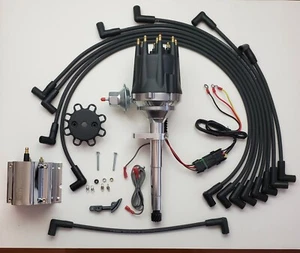 49-53 FORD FLATHEAD 239 255 BLACK Small Cap HEI Distributor + WIRES + 60K COIL - Picture 1 of 5
