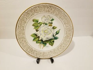 Edward Marshall Boehm Rose Plate Collection - The White Masterpiece Rose - Picture 1 of 3