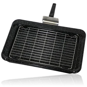 Enamel Grill Pan Tray for RANGEMASTER Oven Cooker Rack Grid Handle 445 x 276 mm - Picture 1 of 14
