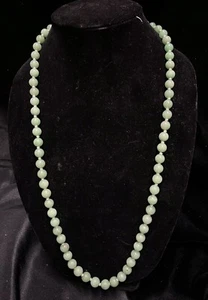 1940er/50er Jahre chinesischer Export 30 Zoll Original 10 mm grüne Jade Perlen Halskette 84G C2 - Bild 1 von 6