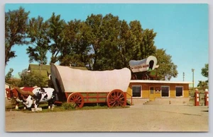 Covered Wagon Old Gas Pumps Highway 30 Kearney Nebraska Postcard - Picture 1 of 2