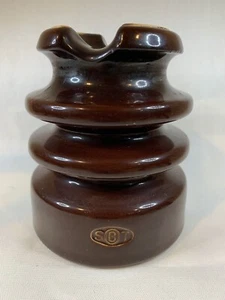 Aislante de teléfono SBT grande vintage marrón cerámica 6"" x 4,5"" campana del sur 3650 - Imagen 1 de 10
