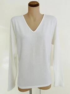 FRENCH CONNECTION Light V Neck Long Sleeve Pullover Vintage White Sz L / 14 NEW - Picture 1 of 8