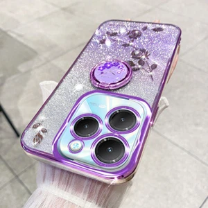 Funda blanda con soporte de anillo transparente brillante de lujo para Tecno Spark 20 Pro - Imagen 1 de 14