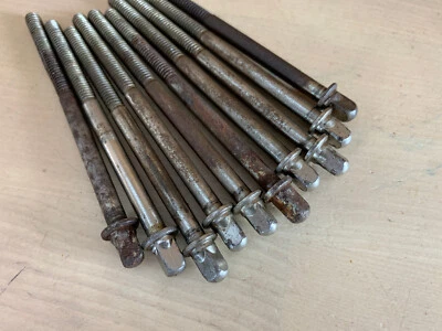 LUDWIG Lote de 10x 3 3/8" VARILLA DE TENSIÓN Piezas Rack Piso Tom Club Fecha NÍQUEL AÑOS 60 Foto 1 de 4