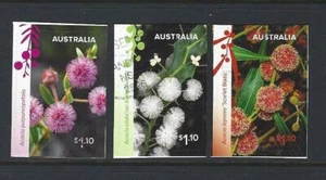 AUSTRALIEN 2021 WATTLE WONDERS SELBSTKLEBEND 3ER SET SINGLES FEIN GEBRAUCHT - Bild 1 von 1