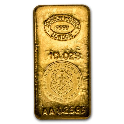 Barra de oro de 10 oz - Johnson Matthey-Londres (RNB) Foto 1 de 3