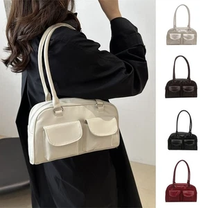 Solid Color Satchel Hobo Bag High-capacity Shoulder Bag Underarm Bag for Women - Picture 1 of 17