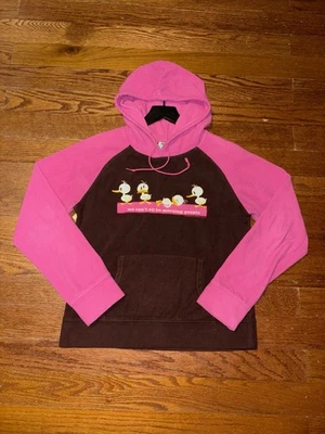 Vintage Jim Benton Duck Hoodie Womens M Multicolor Y2K Fleece Pullover Embroider - Image 1 of 4