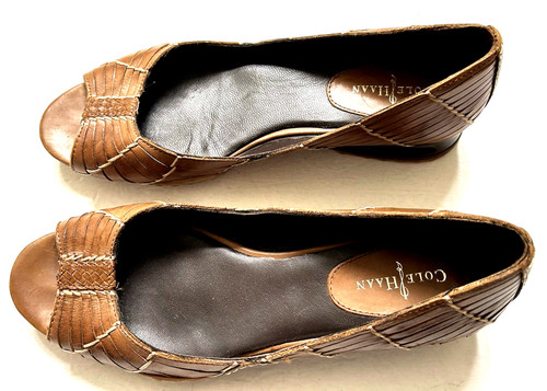 NIKE Scarpe donna Cole Haan in pelle intrecciata marrone nuovissime taglia 8AA punta aperta