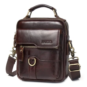 Vintage Men Briefcase Genuine Leather Crossbody Messenger Shoulder Bag Handbag - Picture 1 of 9