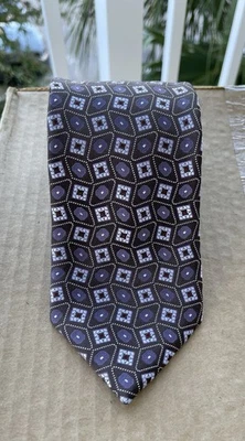 Corbata de seda geométrica marrón/púrpura Ermenegildo Zegna para hombre 60”x3,5” Foto 1 de 4