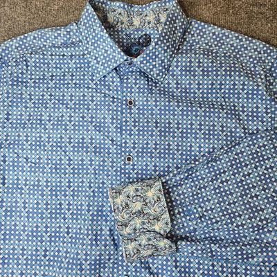 Robert Graham Mens Longsleeve Button Up Shirt Size 2XL Blue Contrast Trim - Image 1 of 4