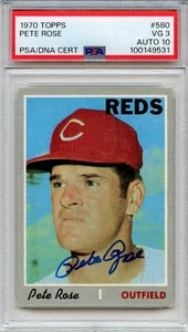 1970 Topps #580 Pete Rose HOF ?? REDS PSA 3 VG AUTO 10 NEW LABEL DEAD CENTERED!! - Bild 1 von 2
