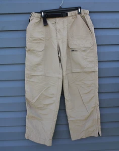 Eddie Bauer Pants Mens L-30 Beige Hiking Zip Off Shorts Convertible Belted Tan 2 - Picture 1 of 11